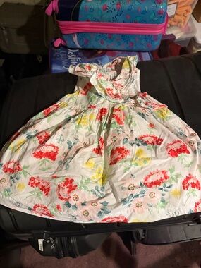 Janie and Jack White Floral Sundress with Red & Yellow Blooms